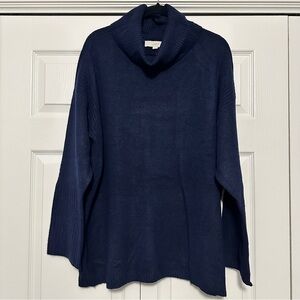 Ann Taylor‎ LOFT Cowl Neck Tunic Sweater in Navy Size XL NWT